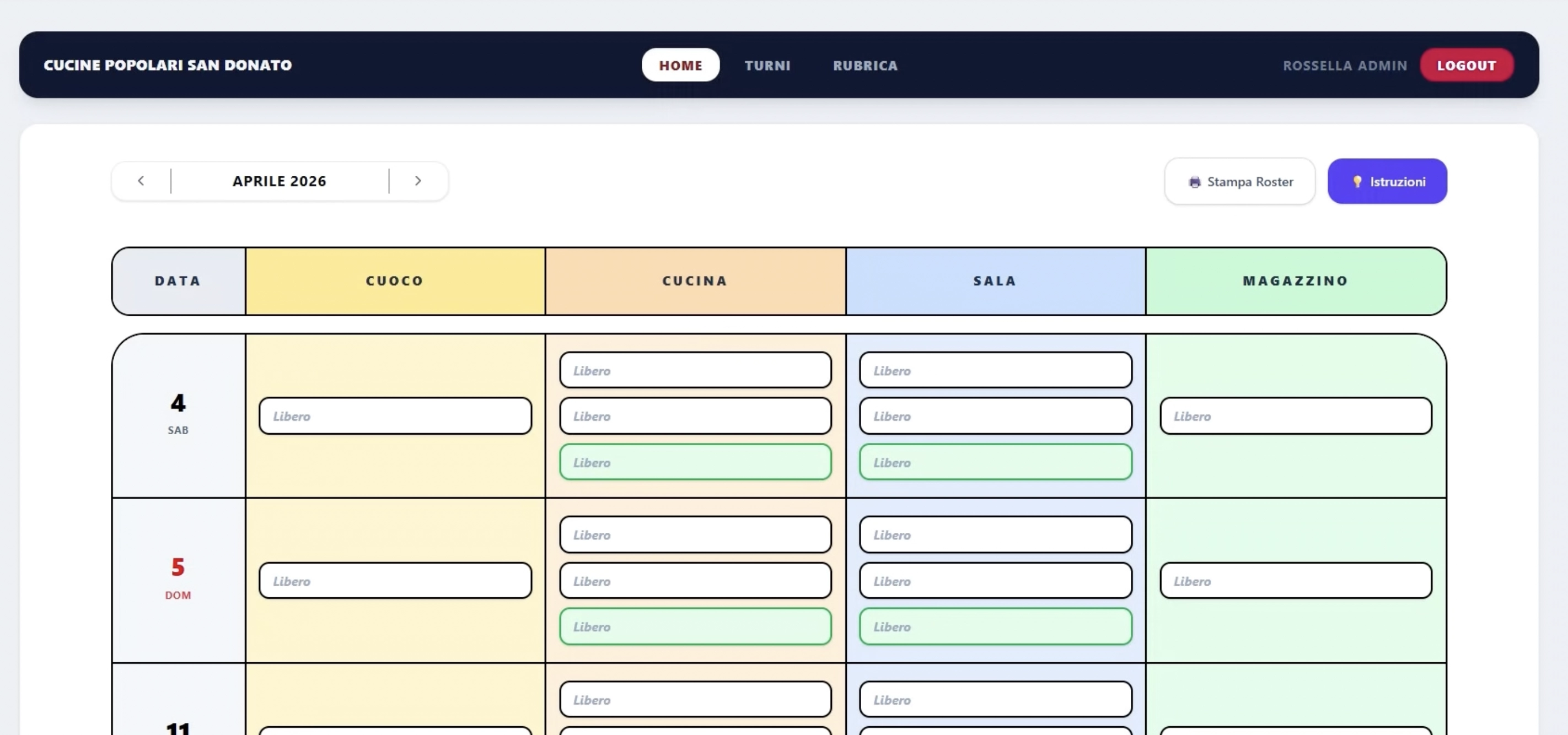 Kitchen Rota — Web App per la Gestione dei Turni